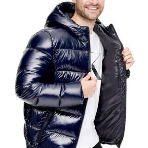 SOLD NWT CALVIN KLEIN MENS HIGH SHINE PUFFER JACKET DARK BLUE L $250 Retail